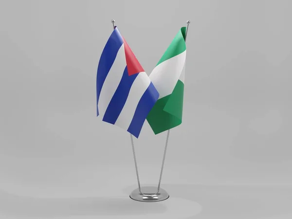 Nigeria Banderas Cooperación Con Cuba Fondo Blanco Render —  Fotos de Stock