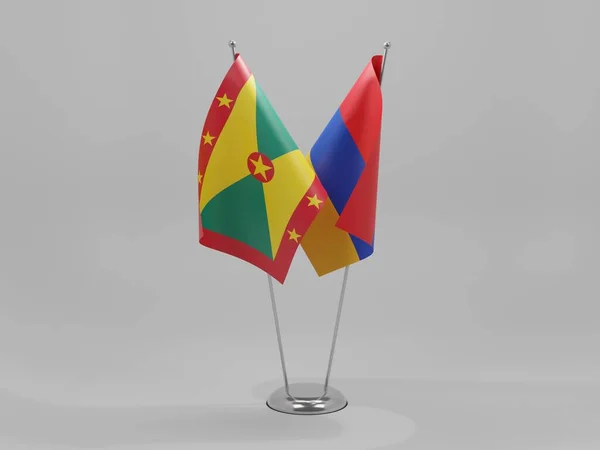 Armenien Grenada Kooperationsfahnen Weißer Hintergrund Render — Stockfoto