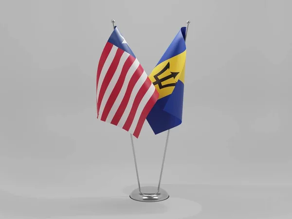 Barbados Liberia Cooperation Flags White Background Render — стокове фото