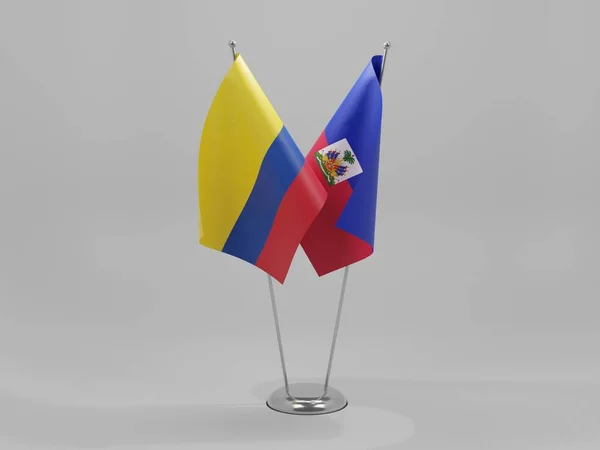 Haiti Kolumbie Vlajky Spolupráce Bílé Pozadí Vykreslování — Stock fotografie