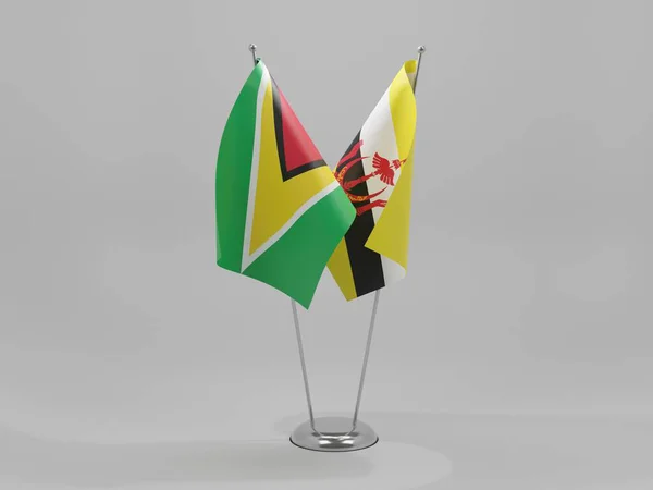 Brunei Banderas Cooperación Guyana Fondo Blanco Render —  Fotos de Stock