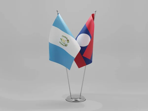Laos Guatemala Kooperationsflaggen Weißer Hintergrund Render — Stockfoto