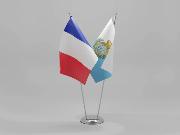 San Marino Banderas Cooperación Francia Fondo Blanco Render —  Fotos de Stock