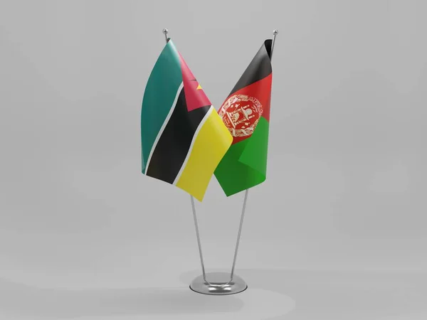 Αφγανιστάν Μοζαμβίκη Σημαίες Συνεργασίας Λευκό Φόντο Render — Φωτογραφία Αρχείου