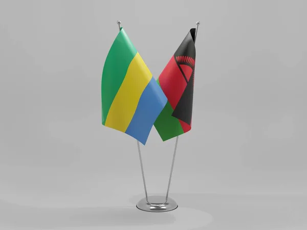 Malawi Bandiere Cooperazione Gabon Sfondo Bianco Render — Foto Stock