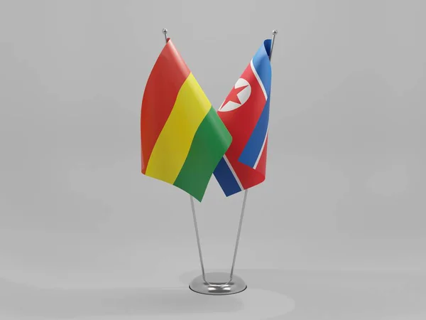 Corea Del Nord Bolivia Bandiere Cooperazione Sfondo Bianco Render — Foto Stock