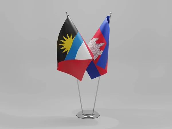 Kambodzsa Antigua Barbuda Együttműködési Zászlók Fehér Háttér Render — Stock Fotó