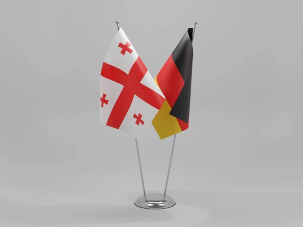 Deutschland Georgien Kooperationsfahnen Weißer Hintergrund Render — Stockfoto