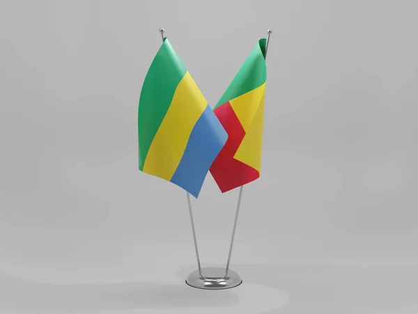 Benin Gabon Cooperation Flags White Background Render — Stock Photo, Image