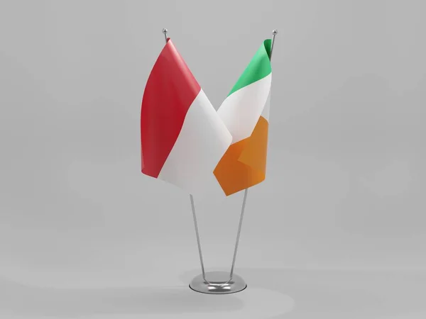 Ireland Monaco Cooperation Flags White Background Render — стокове фото