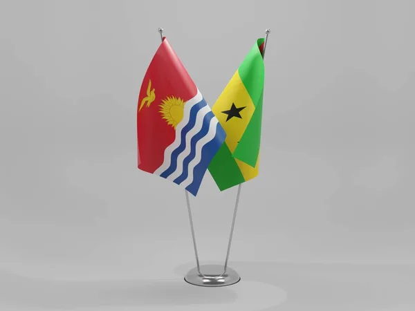 Santo Tomé Príncipe Banderas Cooperación Kiribati Fondo Blanco Render — Foto de Stock