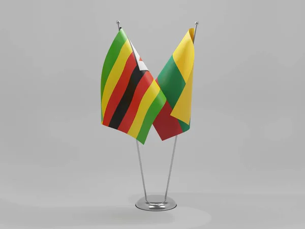 Lituanie Drapeaux Coopération Zimbabwe Fond Blanc Render — Photo