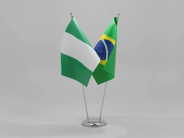 Brazil Nigeria Cooperation Flags White Background Render — стокове фото