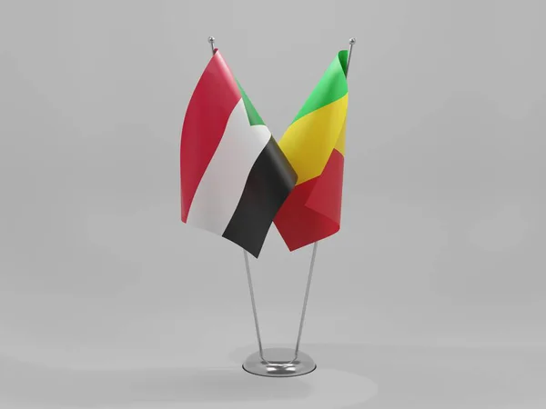 Malí Banderas Cooperación Sudán Fondo Blanco Render —  Fotos de Stock
