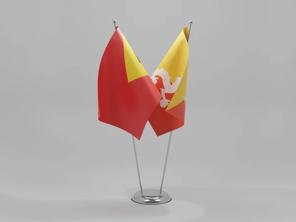 Bhutan East Timor Cooperation Flags White Background Render — Stock Photo, Image