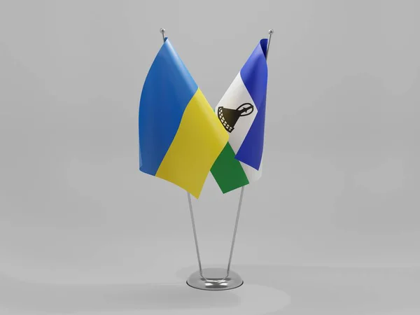 Lesotho Ukraine Kooperationsfahnen Weißer Hintergrund Render — Stockfoto