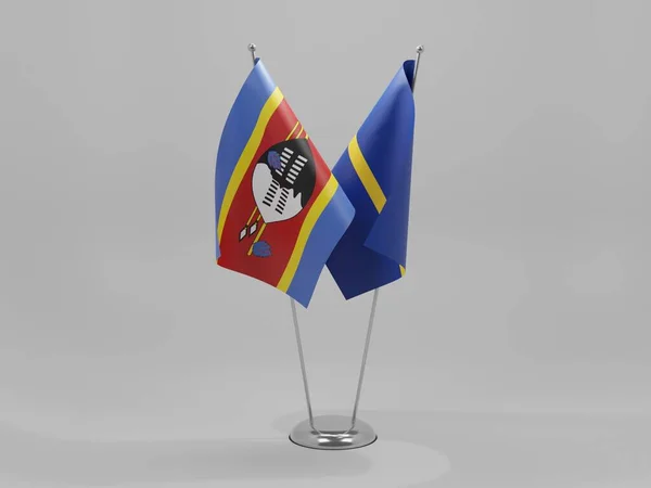 Nauru Swaziland Flaggor För Samarbete Vit Bakgrund Render — Stockfoto