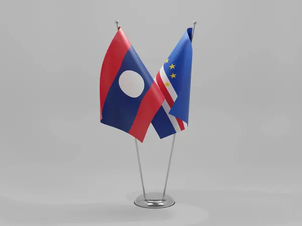 Kaapverdië Laos Samenwerkingsvlaggen Witte Achtergrond Render — Stockfoto