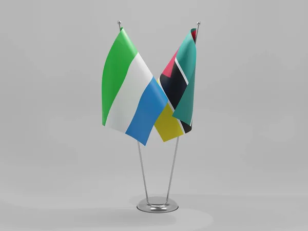 Mozambique Sierra Leone Samenwerkingsvlaggen Witte Achtergrond Render — Stockfoto