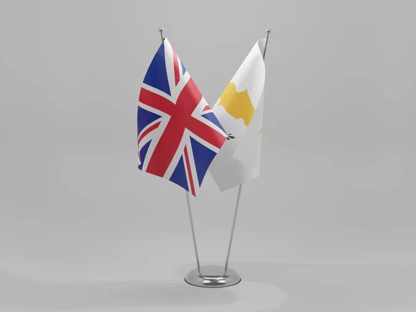 Chipre Reino Unido Bandeiras Cooperação Fundo Branco Render — Fotografia de Stock