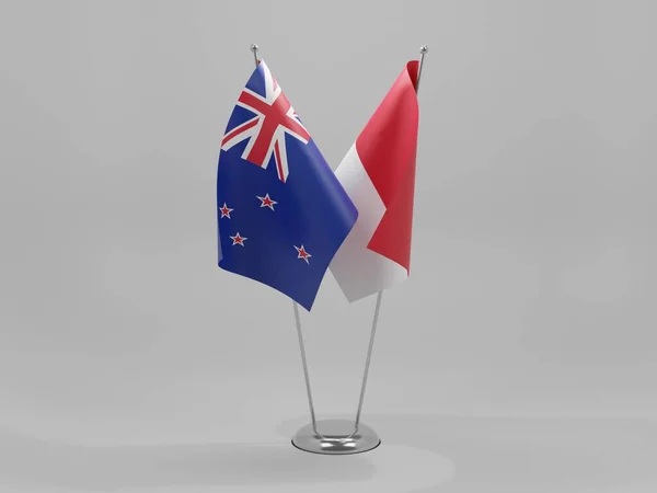 Monaco Nieuw Zeelandse Samenwerking Vlaggen Witte Achtergrond Render — Stockfoto