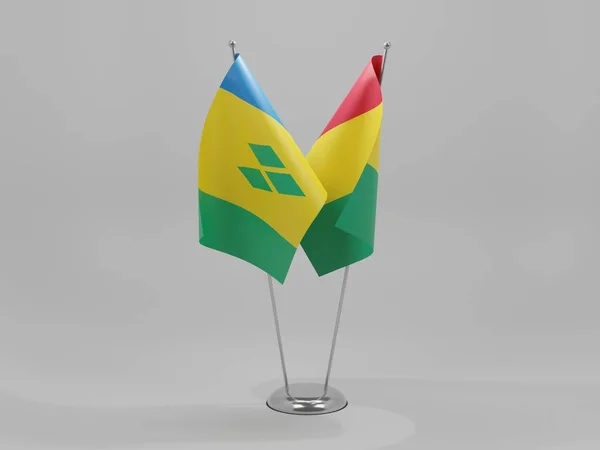 Guinée Drapeaux Coopération Saint Vincent Les Grenadines Fond Blanc Render — Photo