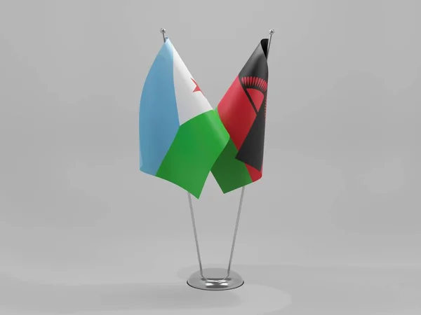 Malawi Bandiere Cooperazione Gibuti Sfondo Bianco Render — Foto Stock