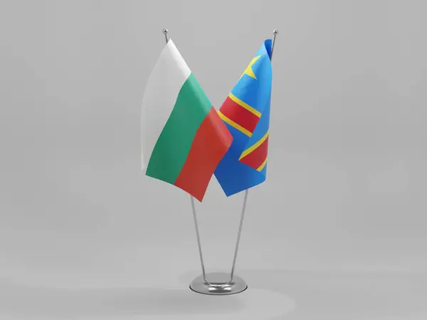 Демократична Республіка Конго Болгарія Співпраця Прапори Білий Фон Рендер — стокове фото