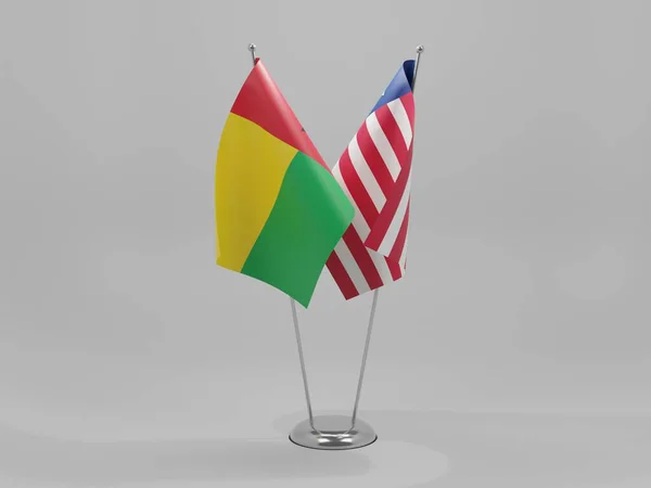 Libéria Guiné Bissau Bandeiras Cooperação Fundo Branco Render — Fotografia de Stock