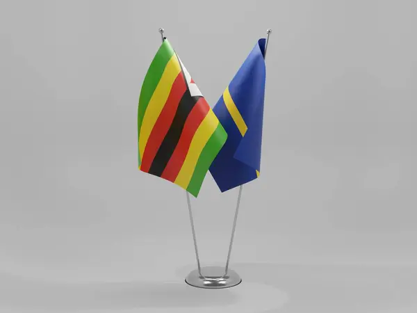 Nauru Zimbabwe Flagi Współpracy Białe Tło Render — Zdjęcie stockowe
