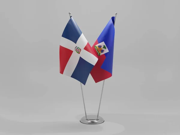 ハイチ ドミニカ共和国協力旗 白背景 3Dレンダリング — ストック写真