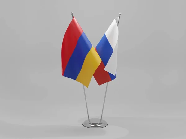 Rússia Arménia Bandeiras Cooperação Fundo Branco Render — Fotografia de Stock