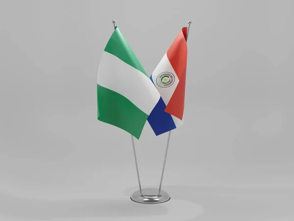 Paraguay Nigeria Samenwerkingsvlaggen Witte Achtergrond Render — Stockfoto