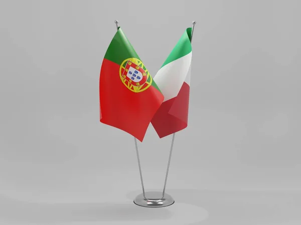 이탈리아 Portugal Cooperation Flags White Background Render — 스톡 사진