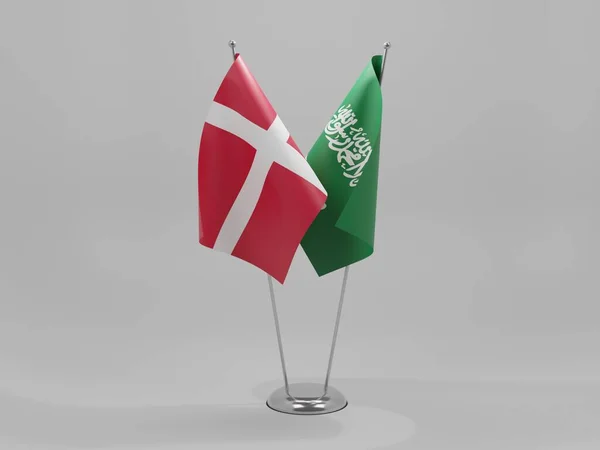 Saudi Arabië Denemarken Samenwerking Vlaggen Witte Achtergrond Render — Stockfoto