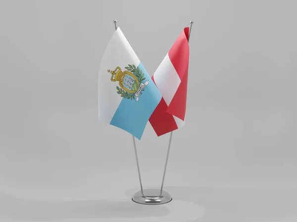 Österreich San Marino Kooperationsfahnen Weißer Hintergrund Render — Stockfoto