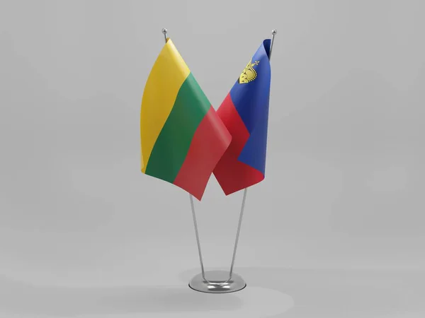 Liechtenstein Litauens Samarbetsflaggor Vit Bakgrund Render — Stockfoto