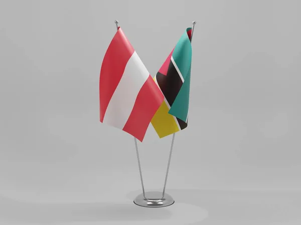 Mozambique Austria Banderas Cooperación Fondo Blanco Render —  Fotos de Stock