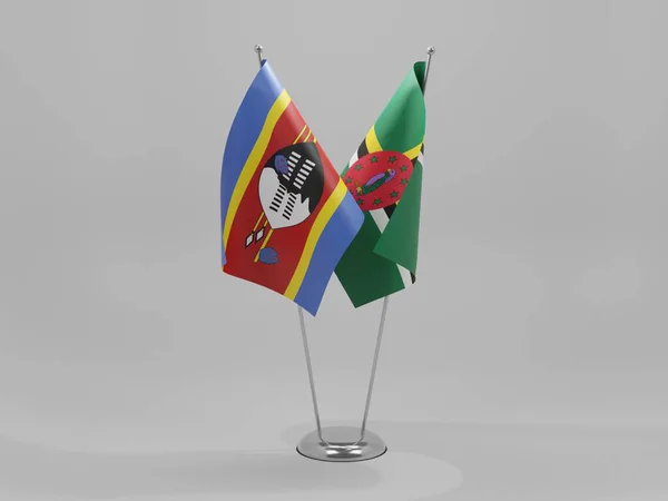 Dominica Flaggen Der Zusammenarbeit Mit Swasiland Weißer Hintergrund Render — Stockfoto
