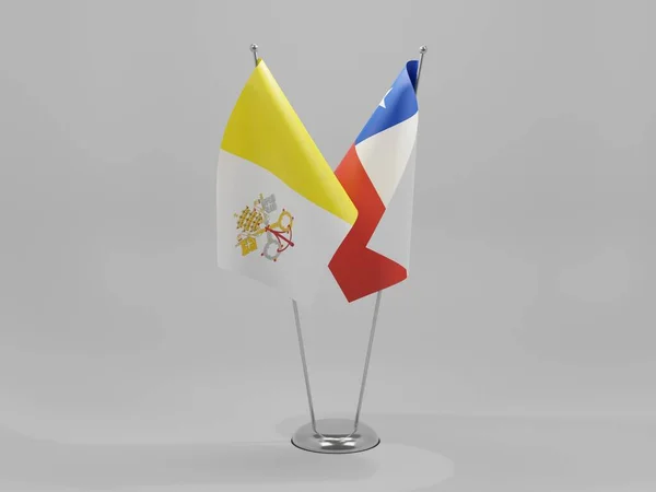 Chile Vatican City Cooperation Flags White Background Render — стокове фото