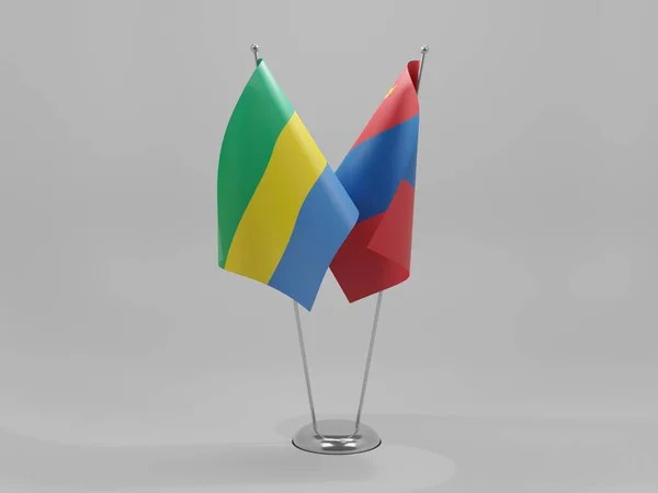 Mongolie Drapeaux Coopération Gabon Fond Blanc Render — Photo