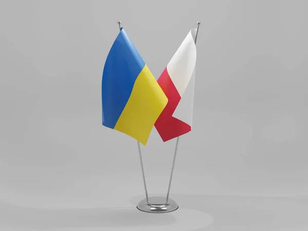 Pologne Ukraine Drapeaux Coopération Fond Blanc Render — Photo