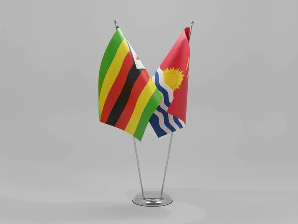Kiribati Banderas Cooperación Zimbabue Fondo Blanco Render — Foto de Stock