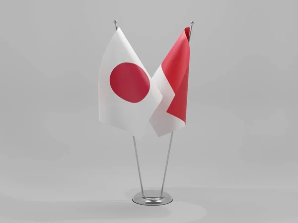 Mónaco Banderas Cooperación Japón Fondo Blanco Render —  Fotos de Stock