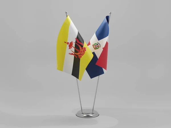 République Dominicaine Drapeaux Coopération Brunei Fond Blanc Render — Photo