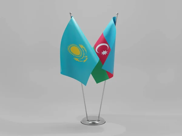 Aserbaidschan Kasachstan Kooperationsflaggen Weißer Hintergrund Render — Stockfoto