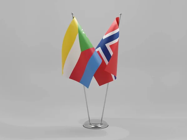 Norwegen Komoren Kooperationsflaggen Weißer Hintergrund Render — Stockfoto