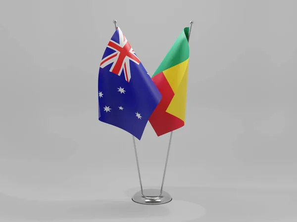 Benín Banderas Cooperación Australia Fondo Blanco Render —  Fotos de Stock