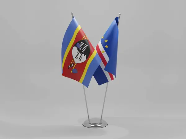 Cabo Verde Banderas Cooperación Suazilandia Fondo Blanco Render — Foto de Stock