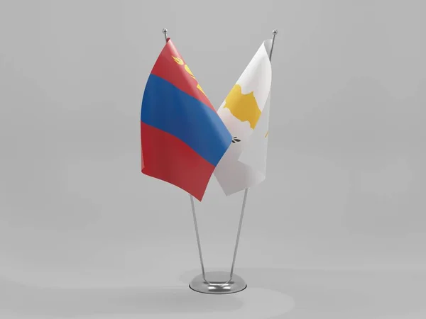 Кипр Монголия Флаги Сотрудничества Белый Фон Рендер — стоковое фото